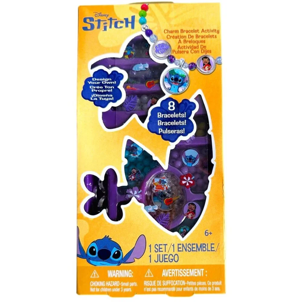 DISNEY STITCH Charm Friendship Bracelet Jewelry Making Kit Activity Set NEW